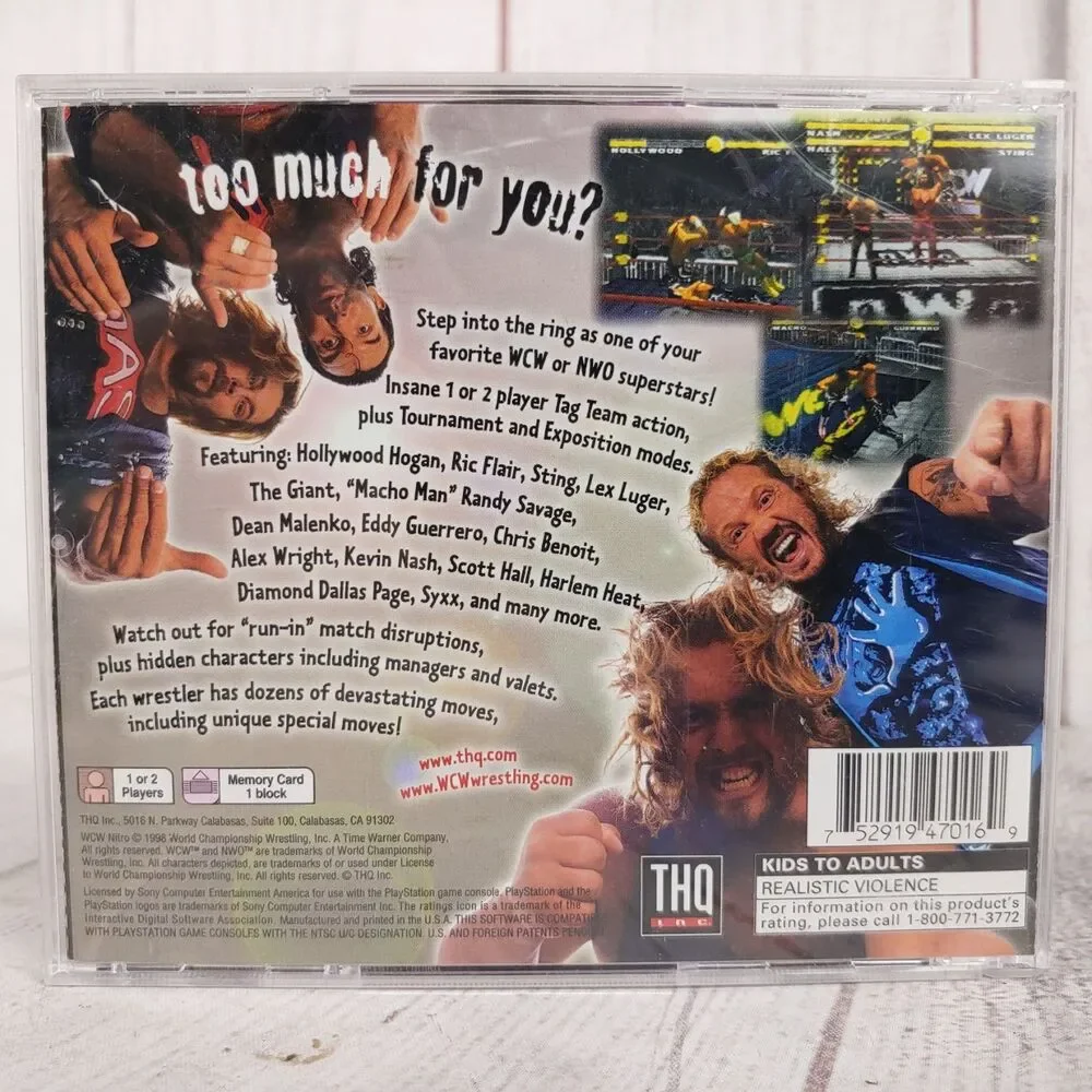 WCW Nitro Sony PlayStation PS1 Video Game Authentic SLUS-00397 Kids - Adult USED